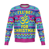 Funny I'LL BE OM FOR CHRISTMAS Sweatshirt, Mens/Unisex Ugly Sweater-Funny all-over-print unisex sweatshirt made of soft & comfortable cotton/polyester/spandex blend with brushed fleece interior. Each panel is individually printed, cut & sewn to ensure a flawless graphic that won't crack or peel. Mens womens Christmas pullover jumper ugly sweater om hindu hinduism hanukkah jewish yoga-