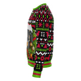 Funny Dachshund Through The Snow Ugly Christmas Sweater Dog Sweatshirt-Funny premium AOP (all over print)Dachshund Through The Snow sausage dog pun ugly sweater print holiday jumper / sweatshirt. Unisex adult XS, Small, Medium, Large, XL, 2XL, 3XL and 4XL. Made-to-order. 2 weeks to the US. Great humorous doxxin doxin doxie doxxie puppy breeder lover dashing doggie winter Christmas gift. -