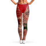 Christmas Fanatic Bikini Bottom and Tattooed Legs Holiday Leggings-Premium polyester and spandex blend four-way stretch costume / cosplay leggings. Squat-proof with elastic waistband and microfiber stitching. Free Shipping Worldwide. All-over-printed design with two legs covered in christmas holiday themed tattoos. Fun and funny, sexy xmas costume cosplay. Naughty santa dirty elf.-