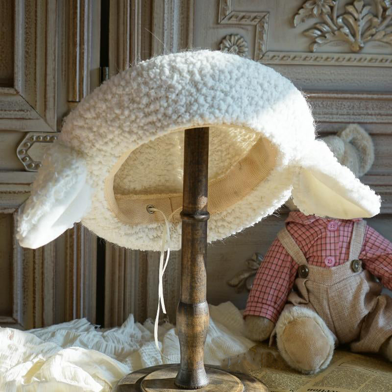 -An adorable, fluffy soft wool blend beret with lamb's / sheep ears. One size fits most women and teens, slightly adjustable with internal drawstrings. Free shipping from abroad with average delivery to the USA in 2-3 weeks. Sweet cute lamby ewe hat cap kawaii lolita harajuku fashion womens girls juniors anime cosplay-White Ears-