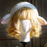 -An adorable, fluffy soft wool blend beret with lamb's / sheep ears. One size fits most women and teens, slightly adjustable with internal drawstrings. Free shipping from abroad with average delivery to the USA in 2-3 weeks. Sweet cute lamby ewe hat cap kawaii lolita harajuku fashion womens girls juniors anime cosplay-Pink Tipped Ears-