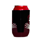 Crimson Ghost Can Cooler Sleeve - Black or Red-Reusable neoprene beverage insulator sleeve. Fits standard 12oz & 16oz cans or bottles and keeps beverages cold. Easy to clean, foldable for easy storage. Horror movie serial misfits villains fiend pop culture punk rock music icon Halloween goth gothic beer soda drink wrap. Great gift or drink marker for parties. -