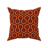 Overlook Throw Pillow - Classic Retro Horror Hotel Carpet Pattern-Double-sided, square spun polyester pillow in your choice of size (14, 16, 18 or 20 inches) and finish: Sewn Pillow (no zipper), Cushion with Removable Zippered Pillowcase or Cover Only. This item is made-to-order. Typically ships in 3-5 business days from within the US. Orange Brown Red Abstract Halloween Accent Decor-