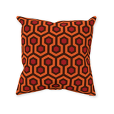 Overlook Throw Pillow - Classic Retro Horror Hotel Carpet Pattern-Double-sided, square spun polyester pillow in your choice of size (14, 16, 18 or 20 inches) and finish: Sewn Pillow (no zipper), Cushion with Removable Zippered Pillowcase or Cover Only. This item is made-to-order. Typically ships in 3-5 business days from within the US. Orange Brown Red Abstract Halloween Accent Decor-