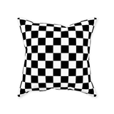 Black and White Checkered Square Throw Pillows and Pillow Covers-Double-sided, square spun polyester pillow or pillowcase in your choice of color and size.This item is made-to-order and typically ships in 3-5 business days from within the US. Diagonal black and white zig-zag lines on high quality throw pillow. Tense and surreal optical art pattern. Fun and unique gothic halloween home decor.-