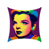 -Double-sided, square pillow or pillowcase. Made-to-order, ships from the USA. Sewn pillow, Zipper Cover with or without Pillow. Soft 100% polyester filling for perfect fluff and form. custom somewhere over the rainbow judy garland wizard of oz colorful home decor lgbtq lgbtqia trans drag gay pride icon classic art -