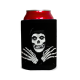 Crimson Ghost Can Cooler Sleeve - Black or Red-Reusable neoprene beverage insulator sleeve. Fits standard 12oz & 16oz cans or bottles and keeps beverages cold. Easy to clean, foldable for easy storage. Horror movie serial misfits villains fiend pop culture punk rock music icon Halloween goth gothic beer soda drink wrap. Great gift or drink marker for parties. -