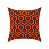 Overlook Throw Pillow - Classic Retro Horror Hotel Carpet Pattern-Double-sided, square spun polyester pillow in your choice of size (14, 16, 18 or 20 inches) and finish: Sewn Pillow (no zipper), Cushion with Removable Zippered Pillowcase or Cover Only. This item is made-to-order. Typically ships in 3-5 business days from within the US. Orange Brown Red Abstract Halloween Accent Decor-