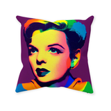 -Double-sided, square pillow or pillowcase. Made-to-order, ships from the USA. Sewn pillow, Zipper Cover with or without Pillow. Soft 100% polyester filling for perfect fluff and form. custom somewhere over the rainbow judy garland wizard of oz colorful home decor lgbtq lgbtqia trans drag gay pride icon classic art -