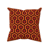 Overlook Throw Pillow - Classic Retro Horror Hotel Carpet Pattern-Double-sided, square spun polyester pillow in your choice of size (14, 16, 18 or 20 inches) and finish: Sewn Pillow (no zipper), Cushion with Removable Zippered Pillowcase or Cover Only. This item is made-to-order. Typically ships in 3-5 business days from within the US. Orange Brown Red Abstract Halloween Accent Decor-