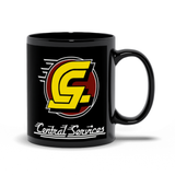 -Premium quality mug in your choice of 11oz or 15oz. High quality, durable ceramic. Microwave safe. Hand washing recommended to help prevent fading. This item is made-to-order and ships from the USA. black dystopian sci-fi science fiction gilliam brazil repair service bureaucracy logo funny office coffee cup -