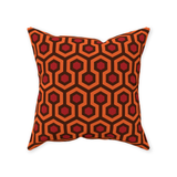 Overlook Throw Pillow - Classic Retro Horror Hotel Carpet Pattern-Double-sided, square spun polyester pillow in your choice of size (14, 16, 18 or 20 inches) and finish: Sewn Pillow (no zipper), Cushion with Removable Zippered Pillowcase or Cover Only. This item is made-to-order. Typically ships in 3-5 business days from within the US. Orange Brown Red Abstract Halloween Accent Decor-