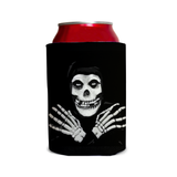 Crimson Ghost Can Cooler Sleeve - Black or Red-Reusable neoprene beverage insulator sleeve. Fits standard 12oz & 16oz cans or bottles and keeps beverages cold. Easy to clean, foldable for easy storage. Horror movie serial misfits villains fiend pop culture punk rock music icon Halloween goth gothic beer soda drink wrap. Great gift or drink marker for parties. -Black-
