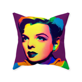 -Double-sided, square pillow or pillowcase. Made-to-order, ships from the USA. Sewn pillow, Zipper Cover with or without Pillow. Soft 100% polyester filling for perfect fluff and form. custom somewhere over the rainbow judy garland wizard of oz colorful home decor lgbtq lgbtqia trans drag gay pride icon classic art -Polyester Twill-16x16 inches-With Zipper-