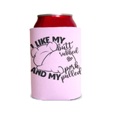 Funny Middle Aged Mermaid Can Cooler Wrap, Drink Insulator Sleeve Gift-High quality, reusable neoprene beverage insulator sleeve. Fits standard 12oz and 16oz cans or bottles and keeps beverages cold. Easy to clean and foldable for easy storage. Great gift or drink marker for parties. Middle-Aged Mermaid, funny over the hill medieval sea monster seafarer bestiary creature birthday gag gift-Pink-