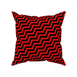 Red Lodge Throw Pillows - Zigzag Pattern Twin Surreal Optical Peaks-Double-sided, square spun polyester pillow or pillowcase in your size and style.This item is made-to-order and typically ships in 3-5 business days from within the US. Diagonal red and black zig-zag lines on high quality throw pillow. Tense and surreal optical art pattern. Fun and unique gothic halloween home decor.-Without Zipper-20x20 inch-