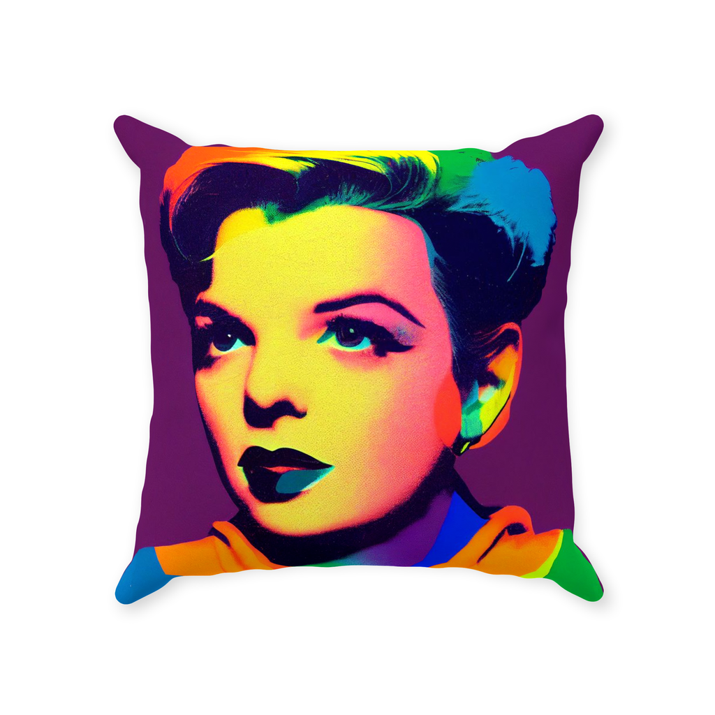 -Double-sided, square pillow or pillowcase. Made-to-order, ships from the USA. Sewn pillow, Zipper Cover with or without Pillow. Soft 100% polyester filling for perfect fluff and form. custom somewhere over the rainbow judy garland wizard of oz colorful home decor lgbtq lgbtqia trans drag gay pride icon classic art -Polyester Twill-14x14 inches-With Zipper-