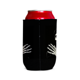 Crimson Ghost Can Cooler Sleeve - Black or Red-Reusable neoprene beverage insulator sleeve. Fits standard 12oz & 16oz cans or bottles and keeps beverages cold. Easy to clean, foldable for easy storage. Horror movie serial misfits villains fiend pop culture punk rock music icon Halloween goth gothic beer soda drink wrap. Great gift or drink marker for parties. -