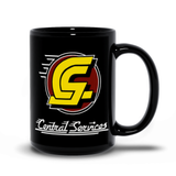 -Premium quality mug in your choice of 11oz or 15oz. High quality, durable ceramic. Microwave safe. Hand washing recommended to help prevent fading. This item is made-to-order and ships from the USA. black dystopian sci-fi science fiction gilliam brazil repair service bureaucracy logo funny office coffee cup -