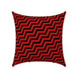 Red Lodge Throw Pillows - Zigzag Pattern Twin Surreal Optical Peaks-Double-sided, square spun polyester pillow or pillowcase in your size and style.This item is made-to-order and typically ships in 3-5 business days from within the US. Diagonal red and black zig-zag lines on high quality throw pillow. Tense and surreal optical art pattern. Fun and unique gothic halloween home decor.-Without Zipper-18x18 inch-