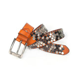 Unisex Hexagon Riveted Genuine Leather Belt Gothic Punk Hiphop Fashion-