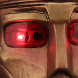 -High quality latex over-the-head Robotman mask with bronze metallic finish and red LED eyes. One size fits most. Free shipping from abroad with an average delivery time to the USA of about 2 weeks. Halloween costume cosplay comic book tv series robot man mask doom metal man light up fast shipping character prop-