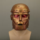 -High quality latex over-the-head Robotman mask with bronze metallic finish and red LED eyes. One size fits most. Free shipping from abroad with an average delivery time to the USA of about 2 weeks. Halloween costume cosplay comic book tv series robot man mask doom metal man light up fast shipping character prop-