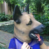 -Funny latex over-the-head German Shepherd dog mask. One size fits most. Free shipping from abroad with average delivery to the USA in 2-3 weeks. Halloween cute kawaii costume cosplay dog mask-