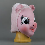 -High quality latex and plush fabric over-the-head pink pig mask. One size fits most adults. Free shipping from abroad. Halloween costume female assassin cosplay horror psychopath sadistic female assassin murder piggy french Amsterdam killing s02e04 eve season 2 bdsm kink kinky cosplay creepy girly sexy killer psycho-