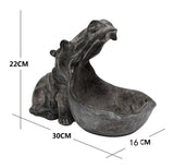 Hippopotamus Big Mouth Valet Sculpture, Trinket Jewelry Change Dish -High quality resin Hippo sculpture. The big open mouth on this statue creates a small bowl which is great for keys, coins, jewelry, candy, etc. Fun, stylish and multi-functional home decor. 22 x 30 x 16 cm change dish, jewelry holder, valet tray, party serving bowl, African animal gift. Free Shipping Worldwide.-