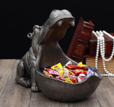 Hippopotamus Big Mouth Valet Sculpture, Trinket Jewelry Change Dish -High quality resin Hippo sculpture. The big open mouth on this statue creates a small bowl which is great for keys, coins, jewelry, candy, etc. Fun, stylish and multi-functional home decor. 22 x 30 x 16 cm change dish, jewelry holder, valet tray, party serving bowl, African animal gift. Free Shipping Worldwide.-