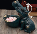 Hippopotamus Big Mouth Valet Sculpture, Trinket Jewelry Change Dish -High quality resin Hippo sculpture. The big open mouth on this statue creates a small bowl which is great for keys, coins, jewelry, candy, etc. Fun, stylish and multi-functional home decor. 22 x 30 x 16 cm change dish, jewelry holder, valet tray, party serving bowl, African animal gift. Free Shipping Worldwide.-