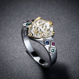 -Handcrafted in .925 sterling silver with gold plated accents and set with diamond shaped zircon stones in the colors of the spiritual stones. Brand new in jeweler's ring box. Well crafted ring made of high quality materials, not a cheap knockoff. Free Shipping Worldwide.-