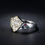 -Handcrafted in .925 sterling silver with gold plated accents and set with diamond shaped zircon stones in the colors of the spiritual stones. Brand new in jeweler's ring box. Well crafted ring made of high quality materials, not a cheap knockoff. Free Shipping Worldwide.-