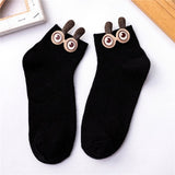 Women's Slug Socks!-Cute sweet women's slug ankle socks. Made of soft and stretchy, warm but breathable cotton and spandex blend. Each measures 22-26cm, ideal fit for EU 34-41 US 4-8. Free shipping from abroad. Womens unisex juniors kids Slug Socks! 3D Big Eyes and Antenna Funny Sweet high quality Kawaii Cartoon Ankle Sock Gift-Black-