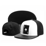 -Black cap with white front panel and embroidered black and white ace of spaces playing card with black embroidered spade symbol on the reverse. Snapback adjustment. One size fits most.Free shipping worldwide.

Aces spades baseball cap hiphop streetwear fashion asexual motorhead black and white.-