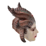 -Lilith... Daughter of Hatred, First Mother of Sanctuary, Queen of the Succubi. High quality, detailed Diablo Lilith soft latex over-the-head mask. One size fits most. Free shipping. Diablo IV demon hellspawn devil gamer gaming halloween costume cosplay female woman mythological tentacles horror monster character LARP-