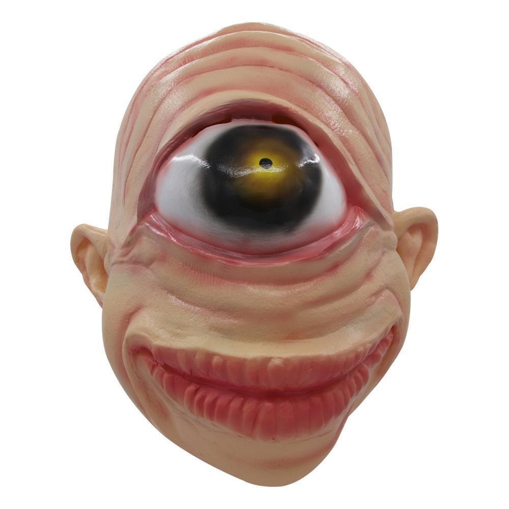 -Unique giant eyed cyclops latex over-the-head mask. One size fits most adults. Free shipping. Funny bizarre disturbing creepy weird cycloptic alien monster circus sideshow freak halloween costume cosplay mask eyeball eye boy -United States-