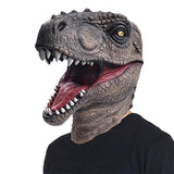 -High quality latex over-the-head dinosaur mask. One size fits most. Free shipping from abroad with an average delivery time to the USA of 2-3 weeks. Dinosaur jurassic halloween costume cosplay world t-rex park velociraptor raptor dino lifelike frightening scary reptile-