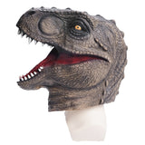 -High quality latex over-the-head dinosaur mask. One size fits most. Free shipping from abroad with an average delivery time to the USA of 2-3 weeks. Dinosaur jurassic halloween costume cosplay world t-rex park velociraptor raptor dino lifelike frightening scary reptile-