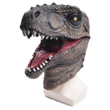 -High quality latex over-the-head dinosaur mask. One size fits most. Free shipping from abroad with an average delivery time to the USA of 2-3 weeks. Dinosaur jurassic halloween costume cosplay world t-rex park velociraptor raptor dino lifelike frightening scary reptile-