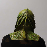 -High quality, detailed latex rubber full over-the-head mask with partial shoulder and breastplate. One size fits most. Free shipping. Classic sci-fi science fiction b-movie horror merman aquatic monster mask halloween costume cosplay tropical lagoon black water lake beast mutant reptile fish man best universal fit-