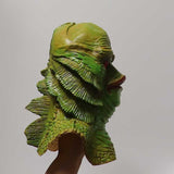 -High quality, detailed latex rubber full over-the-head mask with partial shoulder and breastplate. One size fits most. Free shipping. Classic sci-fi science fiction b-movie horror merman aquatic monster mask halloween costume cosplay tropical lagoon black water lake beast mutant reptile fish man best universal fit-