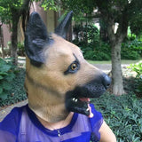 -Funny latex over-the-head German Shepherd dog mask. One size fits most. Free shipping from abroad with average delivery to the USA in 2-3 weeks. Halloween cute kawaii costume cosplay dog mask-