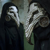 -A dark twist on the classic plague doctor combining a twisted bone faced vulture with stylized gas mask respirators. Detailed rubber latex face mask with elastic strap. One size fits most. Free shipping. Costume cosplay halloween mask steampunk goth gothic anime manga unique scary schnabel pandemic renaissance-