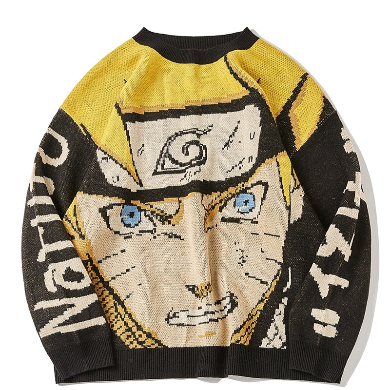 -High quality unisex knit pullover sweater. Made of a soft and comfortable synthetic wool blend. See size chart. Free shipping from abroad. Unique hiphop anime streetwear pullover jumper mens womens unisex harajuku trendy imported -Navy Blue-M-