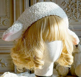 -An adorable, fluffy soft wool blend beret with lamb's / sheep ears. One size fits most women and teens, slightly adjustable with internal drawstrings. Free shipping from abroad with average delivery to the USA in 2-3 weeks. Sweet cute lamby ewe hat cap kawaii lolita harajuku fashion womens girls juniors anime cosplay-