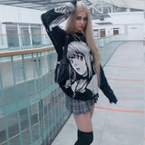 -High quality knit pullover sweater. Made of soft and comfortable synthetic wool blend. Oversize unisex style, see size chart. Free shipping from abroad. Unique mens womens anime pullover jumper harajuku fashion BlackAir.Inc Japanese streetwear -