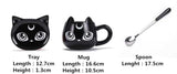 -High quality ceramic black cat with crescent moon coffee mug, spoon and saucer set. Free shipping from abroad. 2 shipping options: slower averaging 2-4 weeks to the USA or faster averaging 2 weeks. Crescent moon luna kitty anime witch cat witches familiar goth gothic witchcraft coffee mug tea cup gift set.-