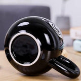 -High quality ceramic black cat with crescent moon coffee mug, spoon and saucer set. Free shipping from abroad. 2 shipping options: slower averaging 2-4 weeks to the USA or faster averaging 2 weeks. Crescent moon luna kitty anime witch cat witches familiar goth gothic witchcraft coffee mug tea cup gift set.-
